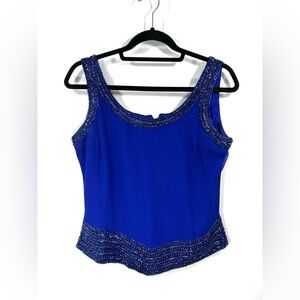J Kara Blue Embellished Sleeveless Bustier Tank Top SIZE 6